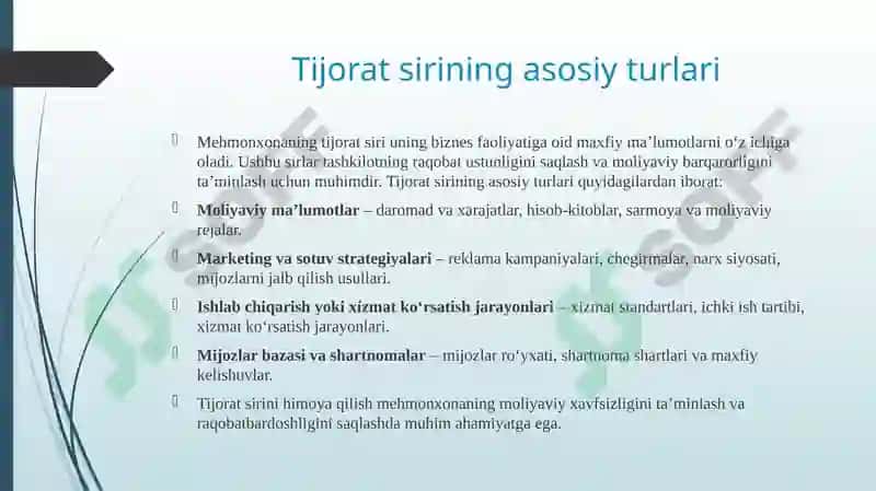 Mehmonxona iqtisodiy xavfsizligi va tijorat siri 7