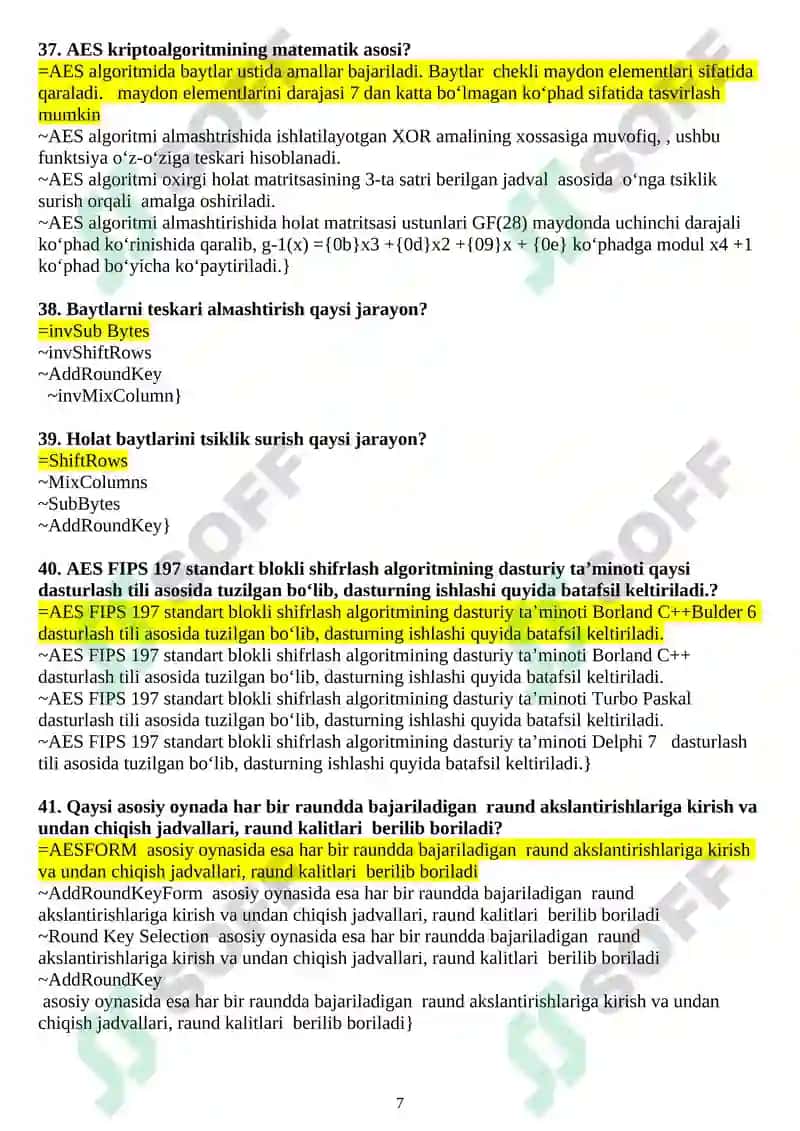 Kriptografik tizim testlar 7