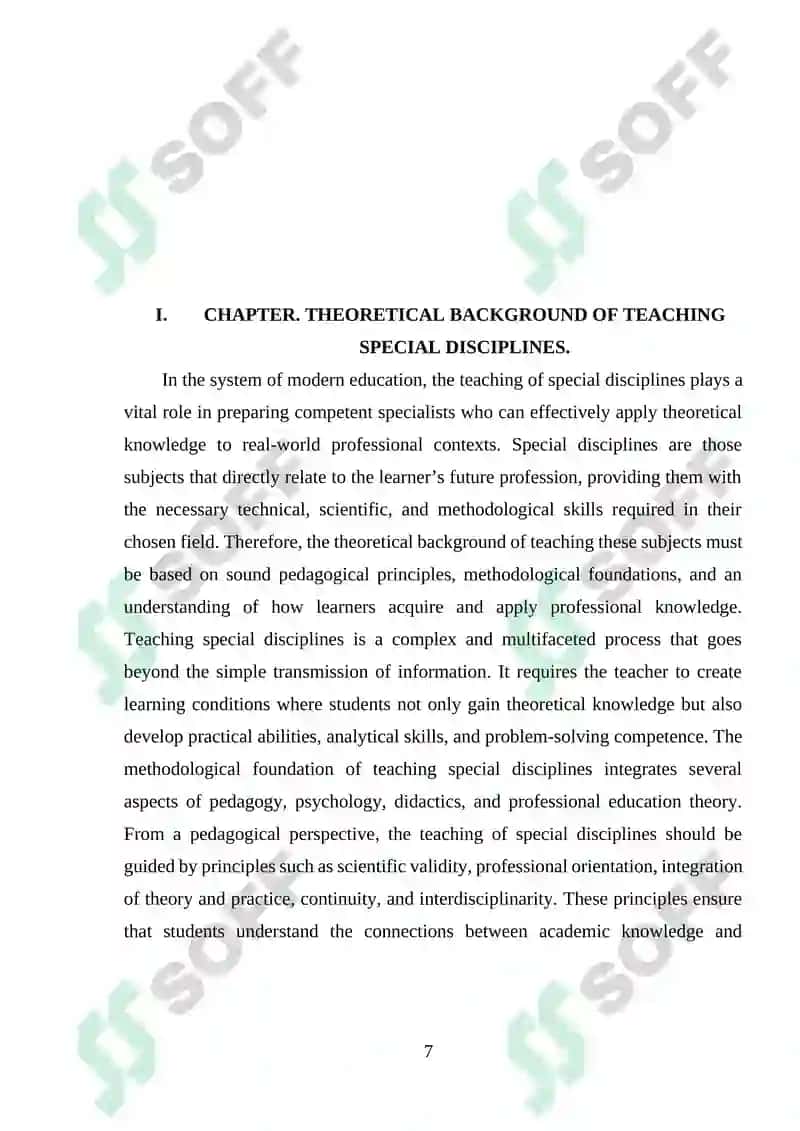 Methodology of Teaching Special Disciplines 7