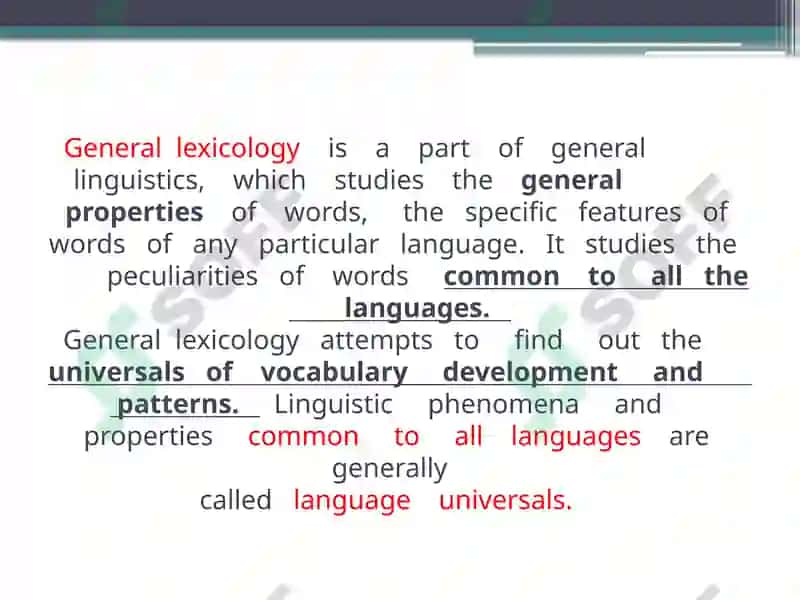 LEXTURE ILEXICOLOGY AS A BRANCH OF LINGUISTICS.INTRODUCTION 7