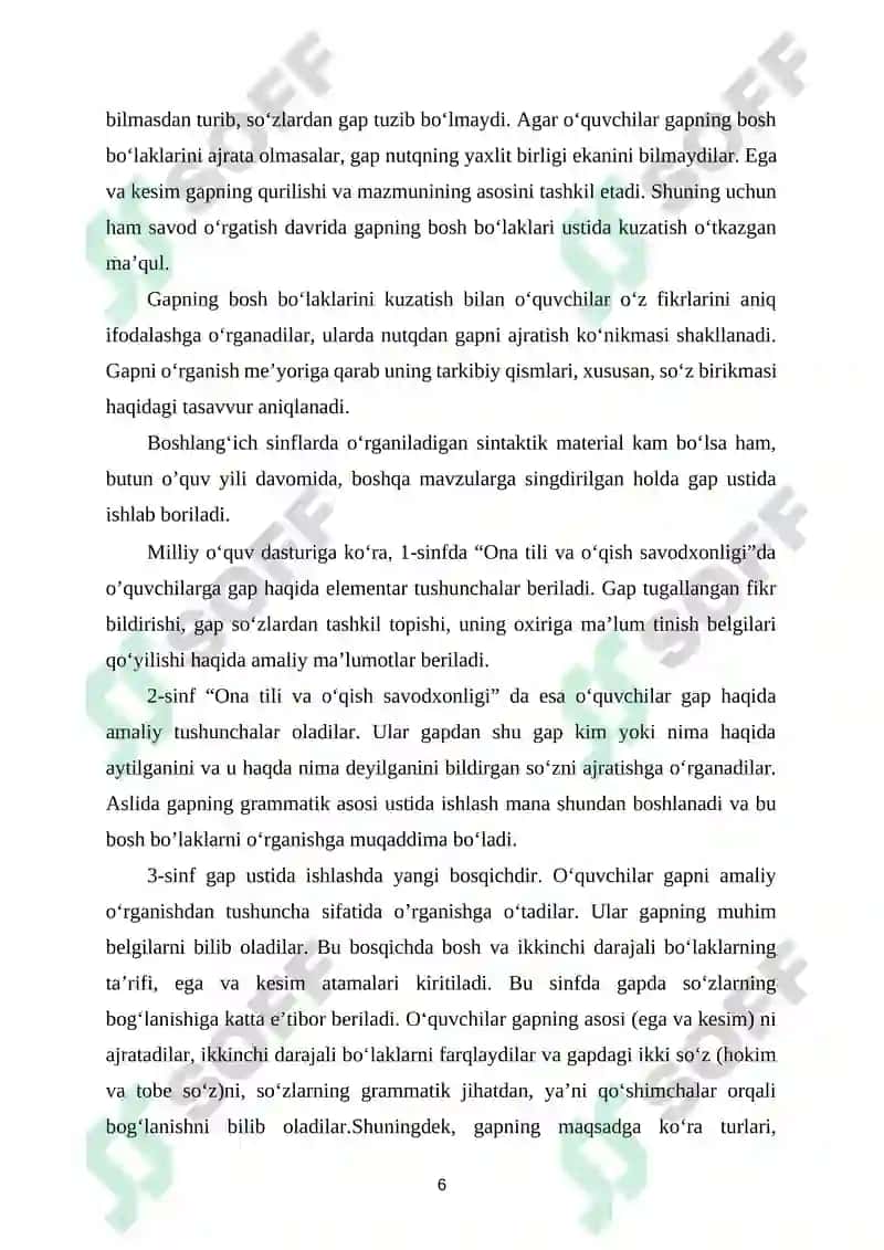 Savod o’rgatish davrida gap ustida ishlash 7