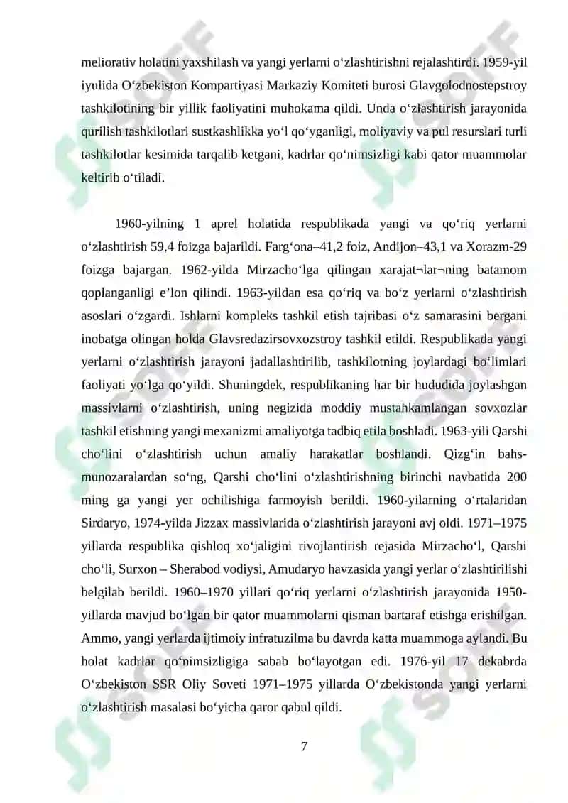 O`zbekiston SSR aholi migratsiyasining o`ziga xosligi 7