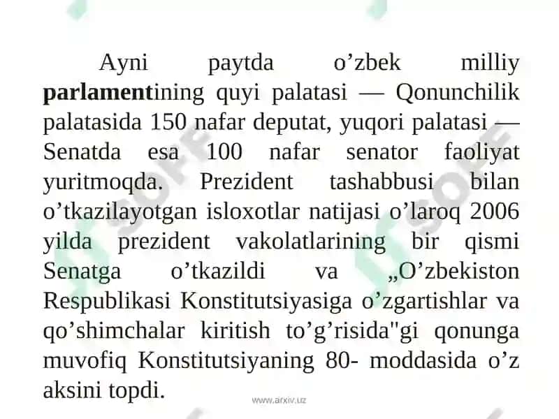 O'zbekistonta parlamentalizmning rivojlanishi 7