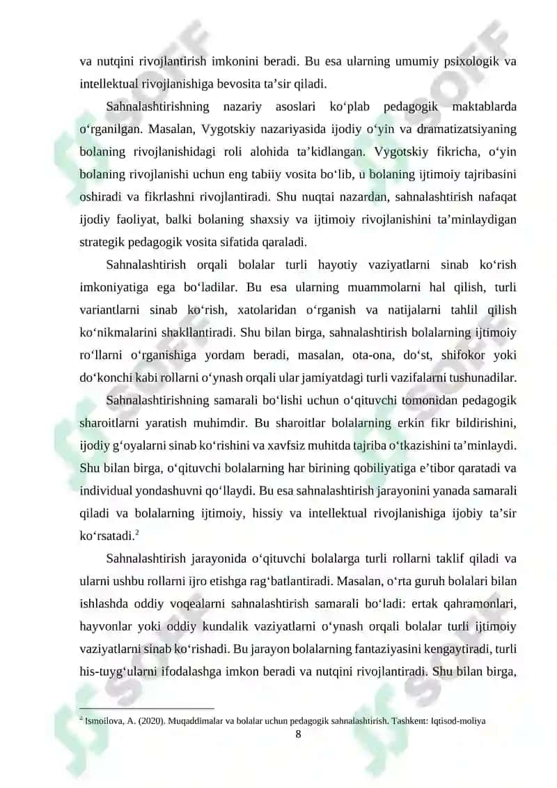 Maktabgacha ta’lim tashkilotlarida sahnalashtirish orqali oʻrta guruhlardagi bola hayotini tashkil etish 7