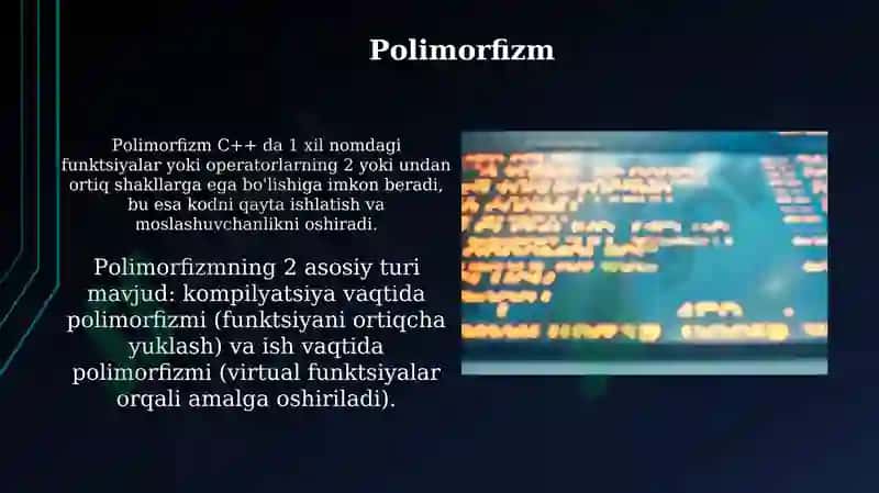 C++ dasturlash tilining interfeysi va imkoniyatlari 7