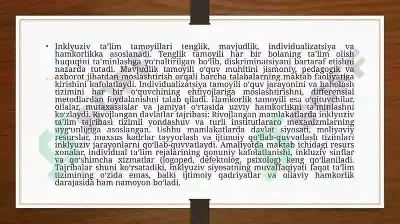 Chet elda alohida talim ehtiyojlari boʻlgan bolalarning inklyuziv taʼlimi 7