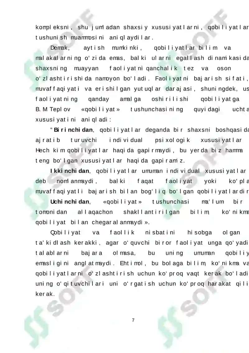 MUSIQIY QOBILIYATLARNI RIVOJLANTIRISH VA DIAGNOSTIKA QILISH 7