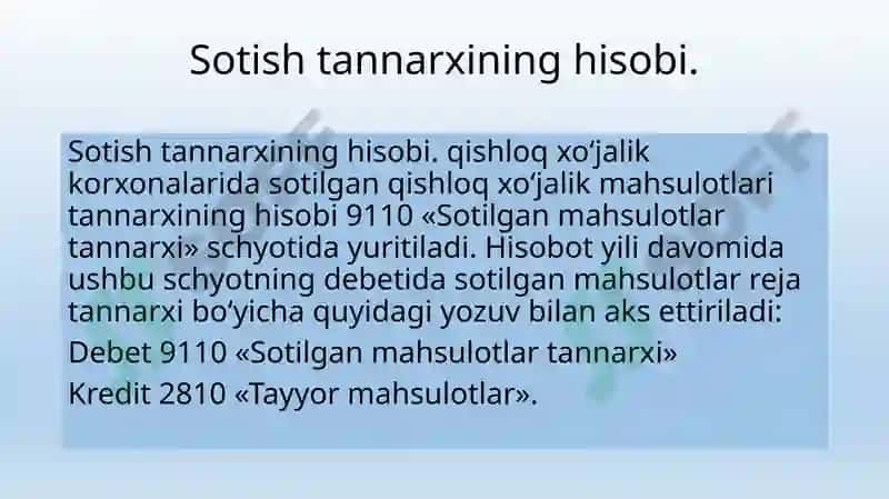 Qishloq xo‘jalik korxonalarida buxgalteriya hisobini 7