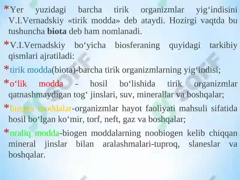 Biosfera mavzusida slayd 7