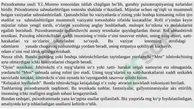 Guruhga psixoanalitik yondashuv va Psixodramma. 7