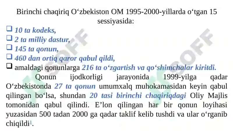 O‘zbekiston Respublikasi Oliy Majlisi Konstitutsiyaviy Maqomi 7