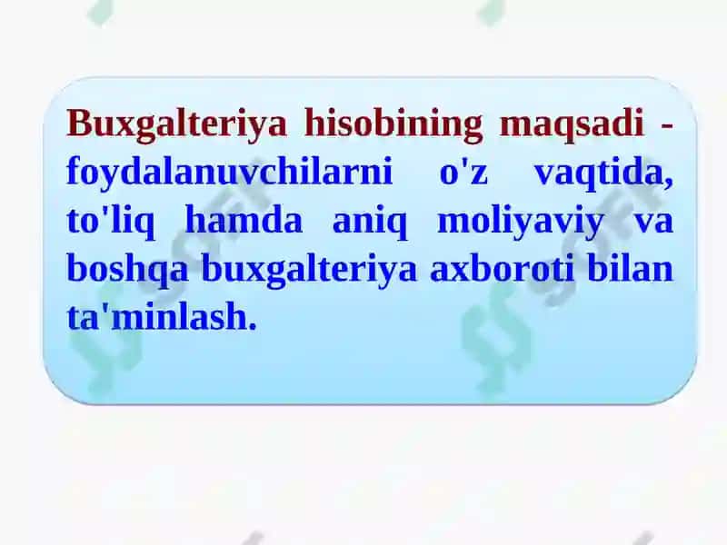 Buxgalteriya hisobi fanining mohiyati va predmeti 7
