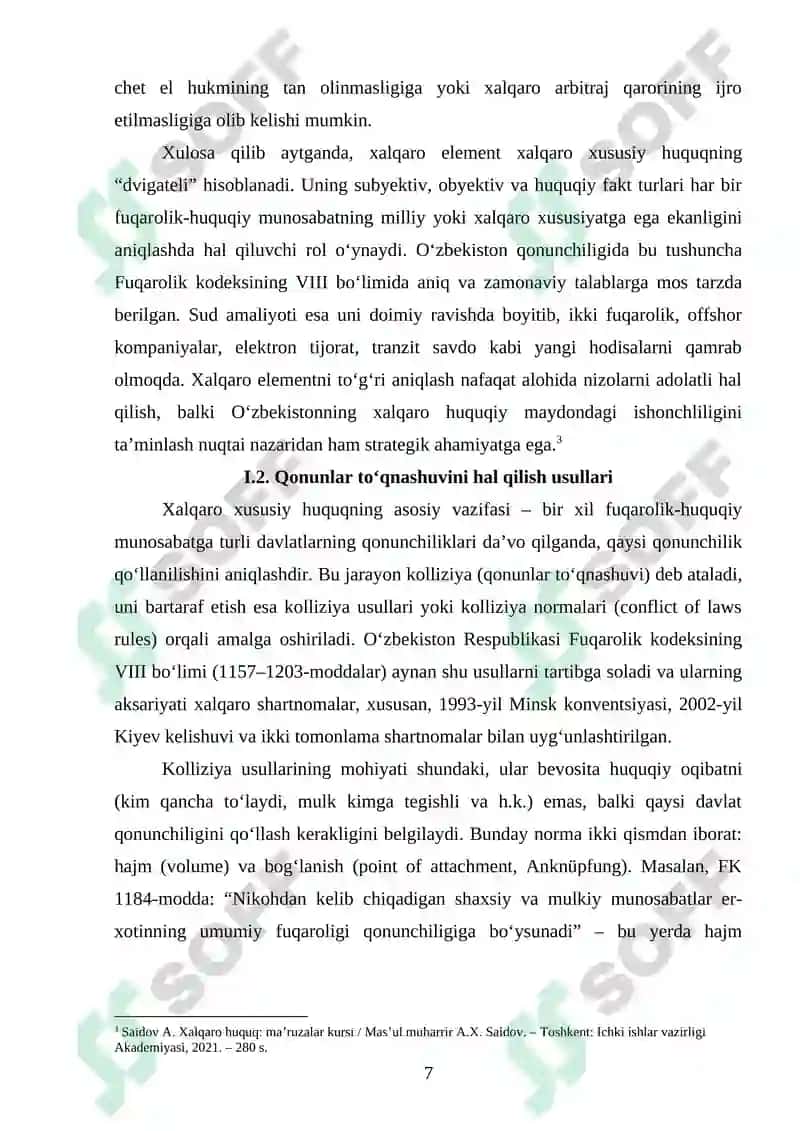 Xalqaro Xususiy Huquq Normalarini Fuqarolik-Huquqiy Munosabatlarga Nisbatan Tatbiq Qilish 7