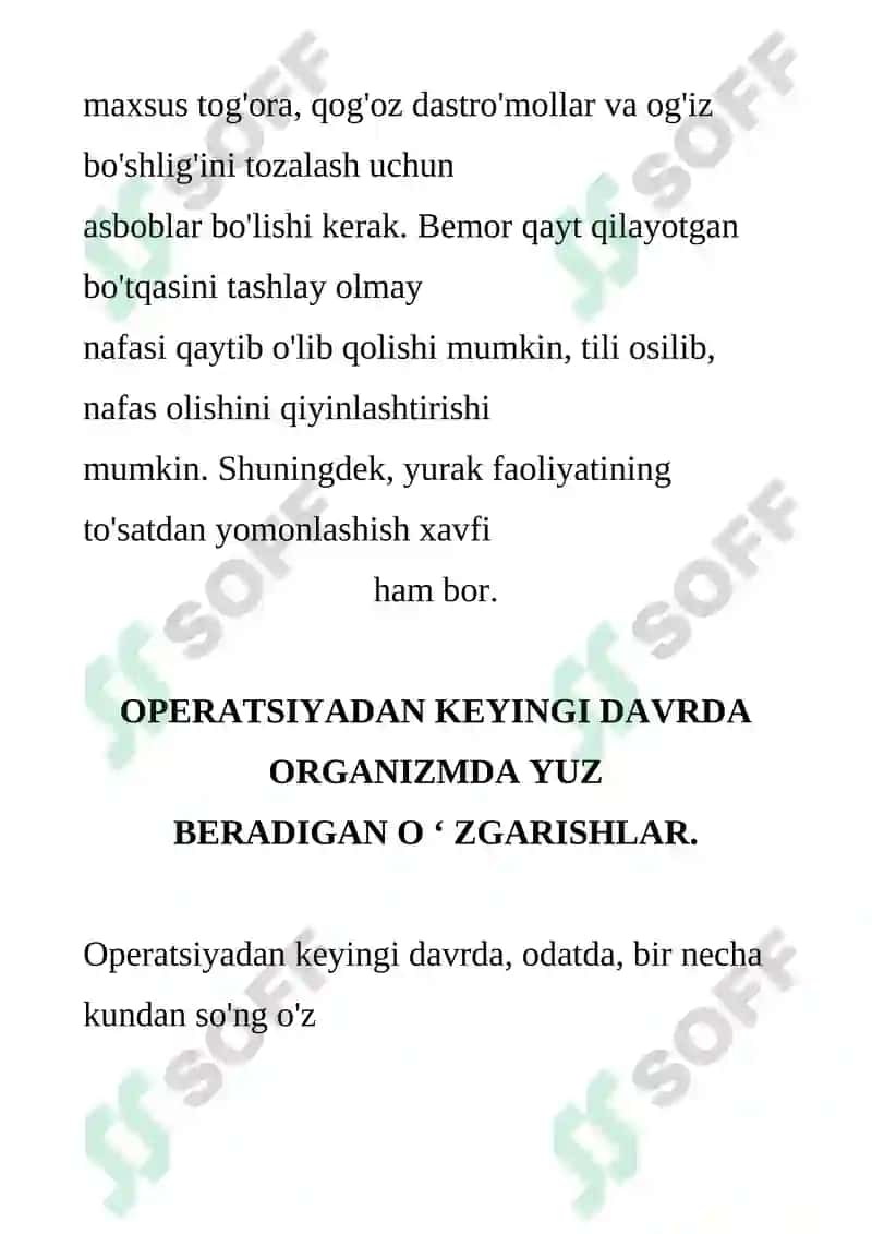 Operatsiyadan song bemorlarni davolash va kuzatish 7