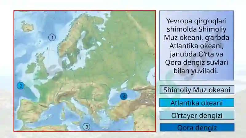 Yevropa va Osiyo geografik o‘rni va chegaralari 7