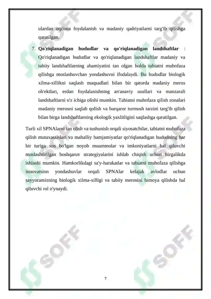Alohida Muhofaza Etiladigan Tabiiy Hududlar 7