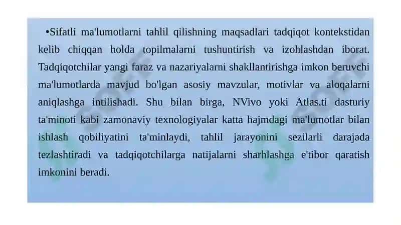 Sifatli ma'lumotlarni tahlil qilish 7