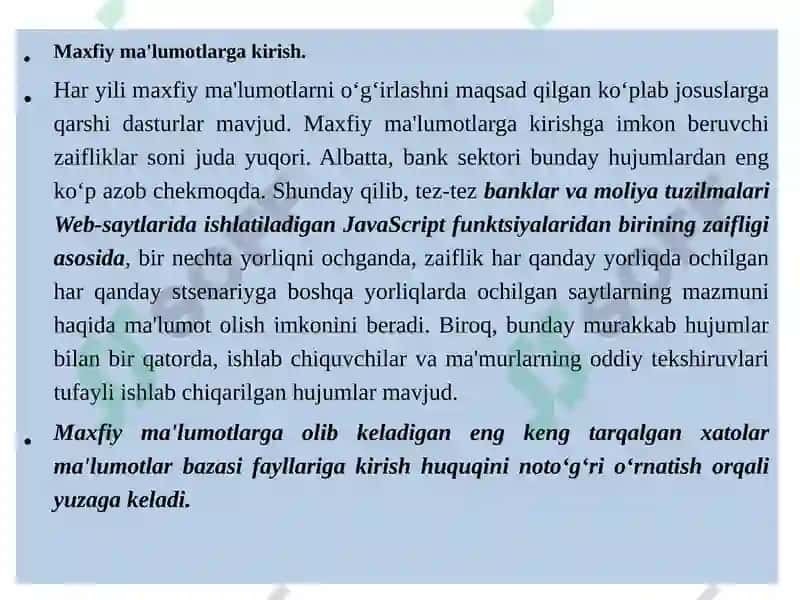 Webzaifliklarni aniqlash moduli 7