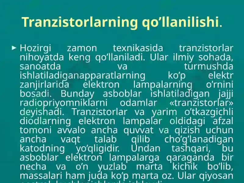 Tranzistorlar va ularning qo’llanilishi 7