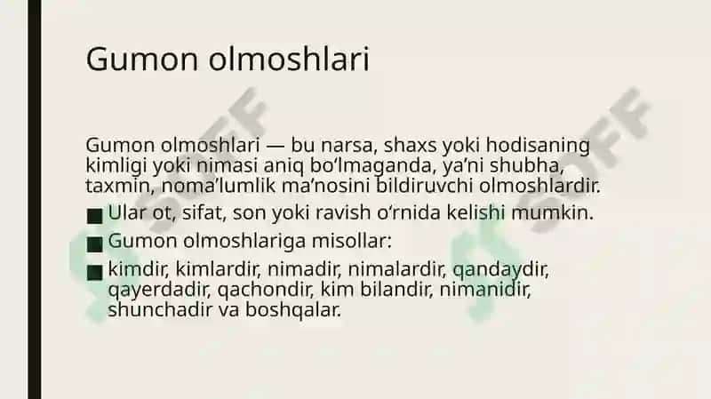 Olmosh soʻz turkumi 7