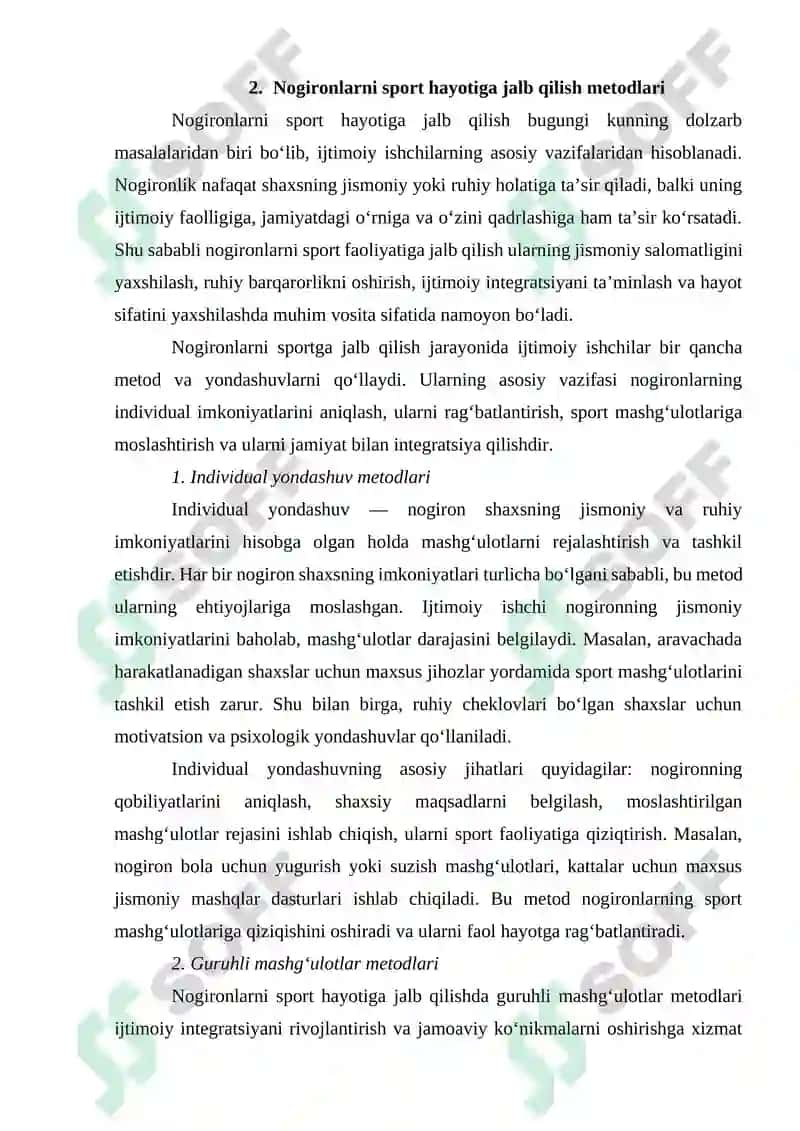 Nogironlarni sport va madaniy hayotga jalb qilishda ijtimoiy ishchi faoliyati 7