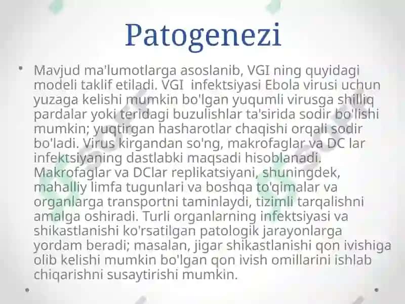 Gemorragik isitma qo`zg`atuvchilari, patoenezi, laboratoriya tashhisi. 7