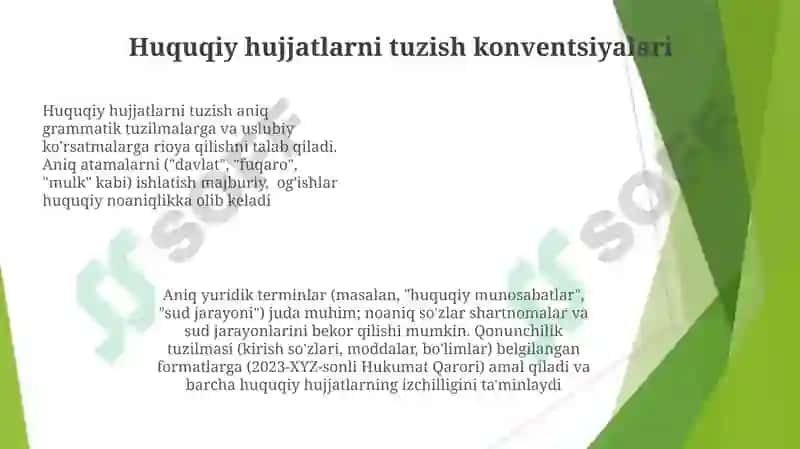 Huquqiy O'zbek tilining muammolari va kelajak yo'nalishlari 7