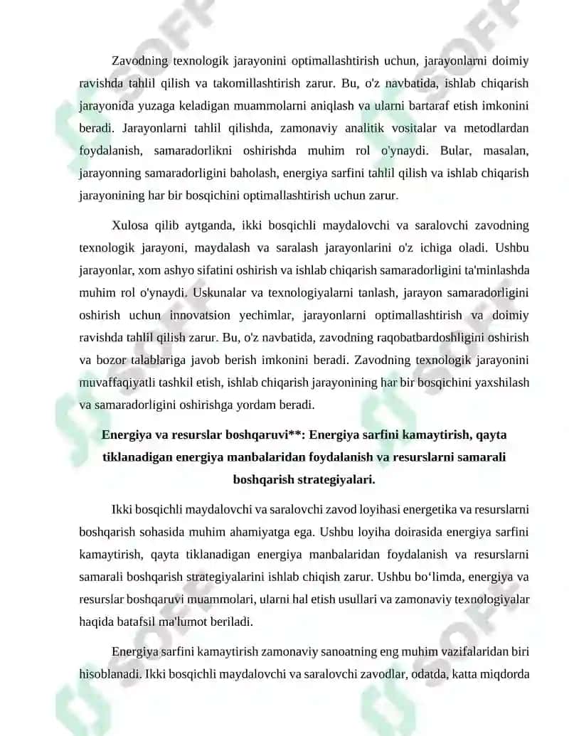 Ikki bosqichli maydalovchi va saralovchi zavod loyihasi 7