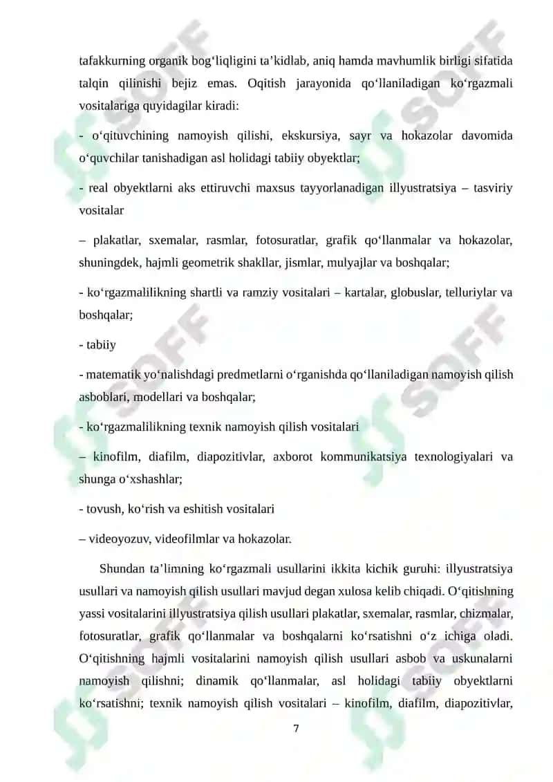 O’QISH DARSLARIDA KO’RGAZMALI VOSITALARDAN FOYDALANISH 7