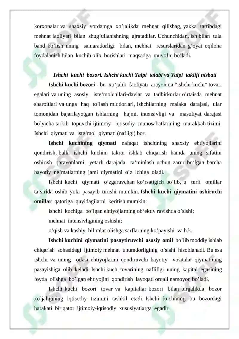 Ishchi kuchi uning bandligi va ishsizliki 7
