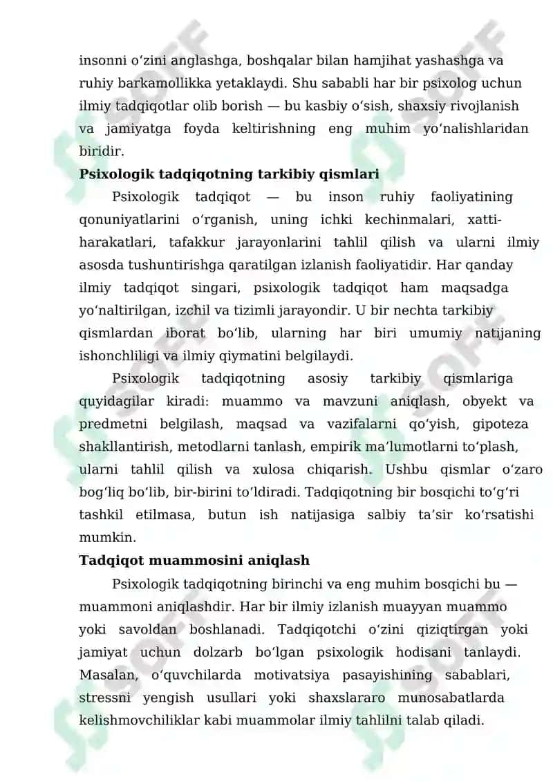 PSIXOLOGIK TADQIQOT TARKIBI VA MANTIQIY IZCHILLIGI 7