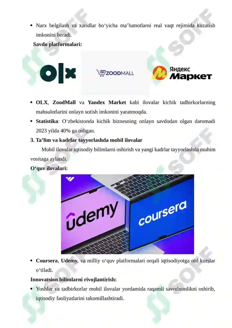 IQTISODIY AXBOROTNI QAYTA ISHLASH UCHUN MOBIL ILOVALARDAN FOYDALANISH 7