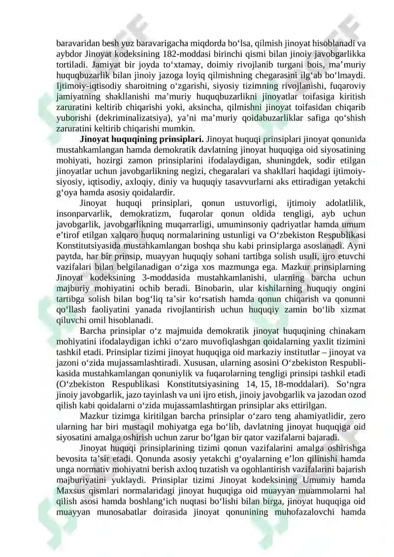Jinoyat huquqi tushunchasi, vazifasi, prinsiplari va tizimi 7