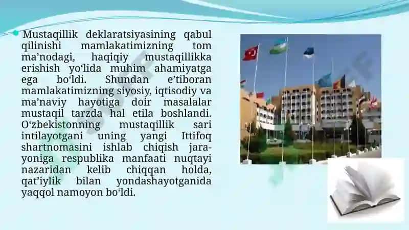 O'ZBEKISTON TANLAGAN MUSTAQIL RIVOJLANISH YO'LI VA UNING AHAMIYATI 7