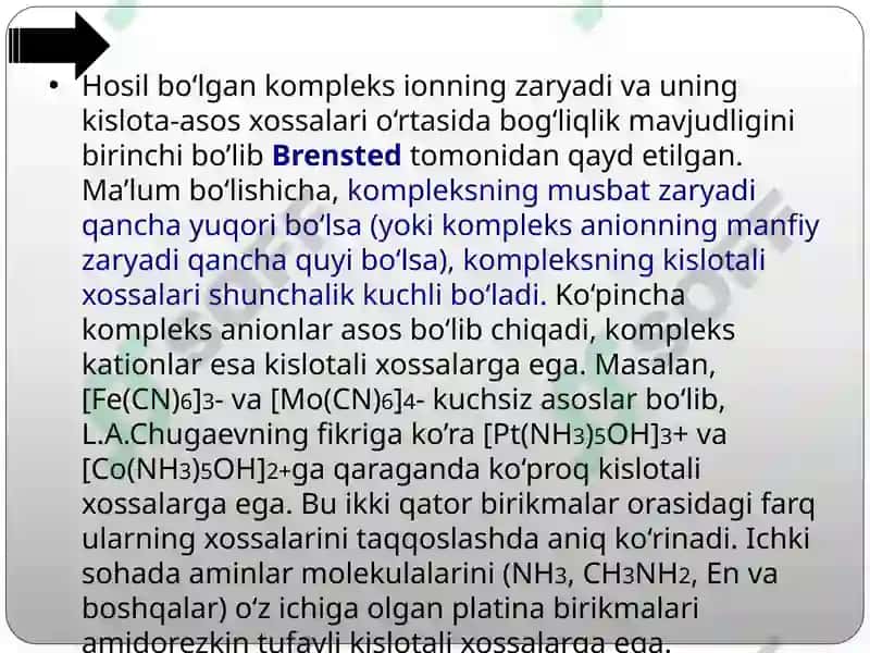 Kompleks birikmalarning kislota-asos xossalari 7