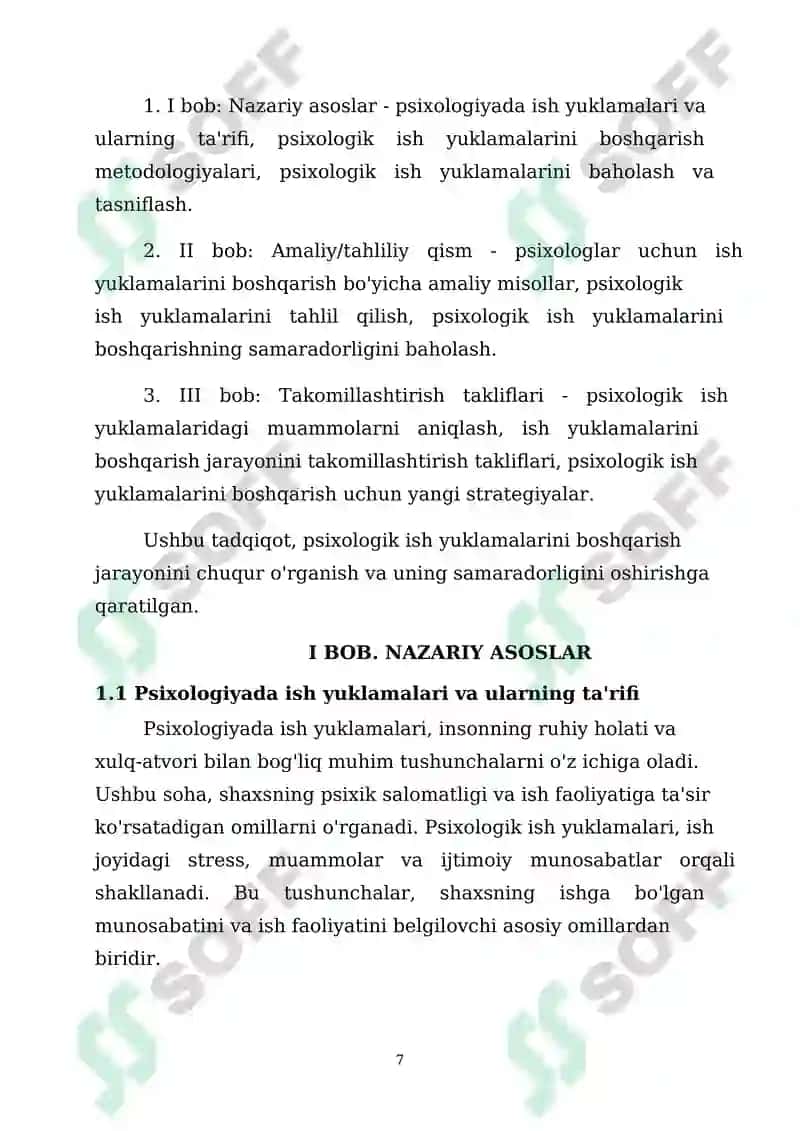 Psixologning ish yuklamalarini boshqarish 7