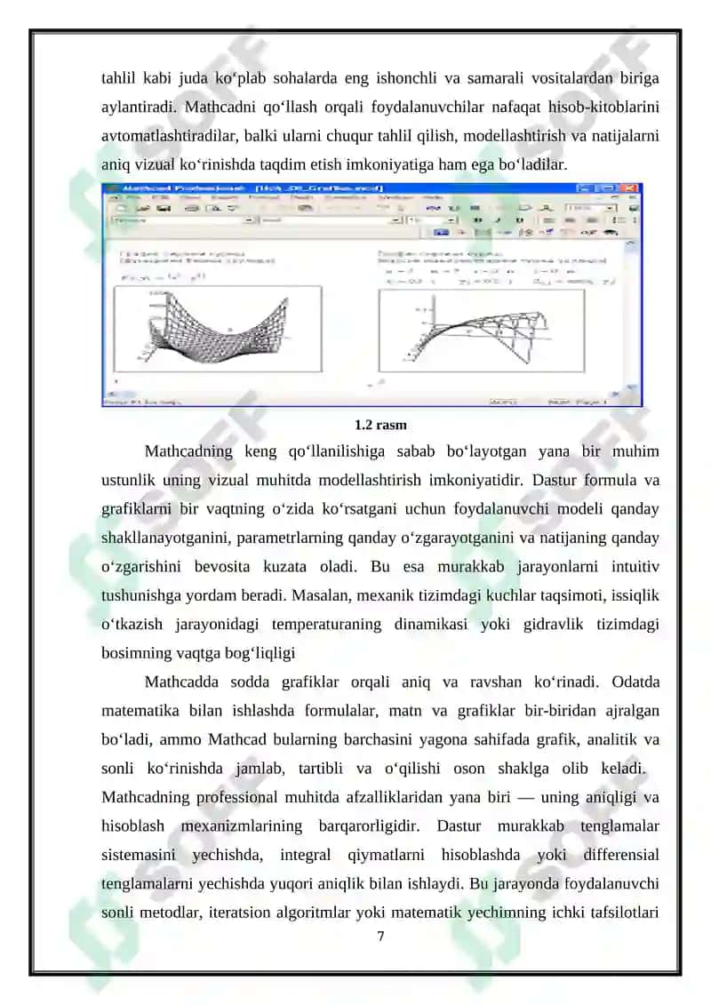 Mathcad dasturidan foydalanishni o'rganish 7