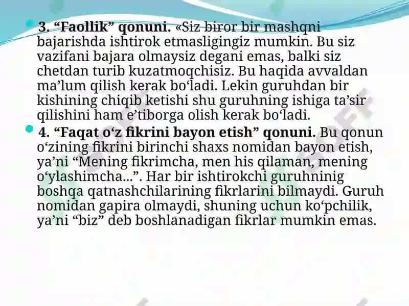 Treningmashg’ulotlarining bosqichi 7