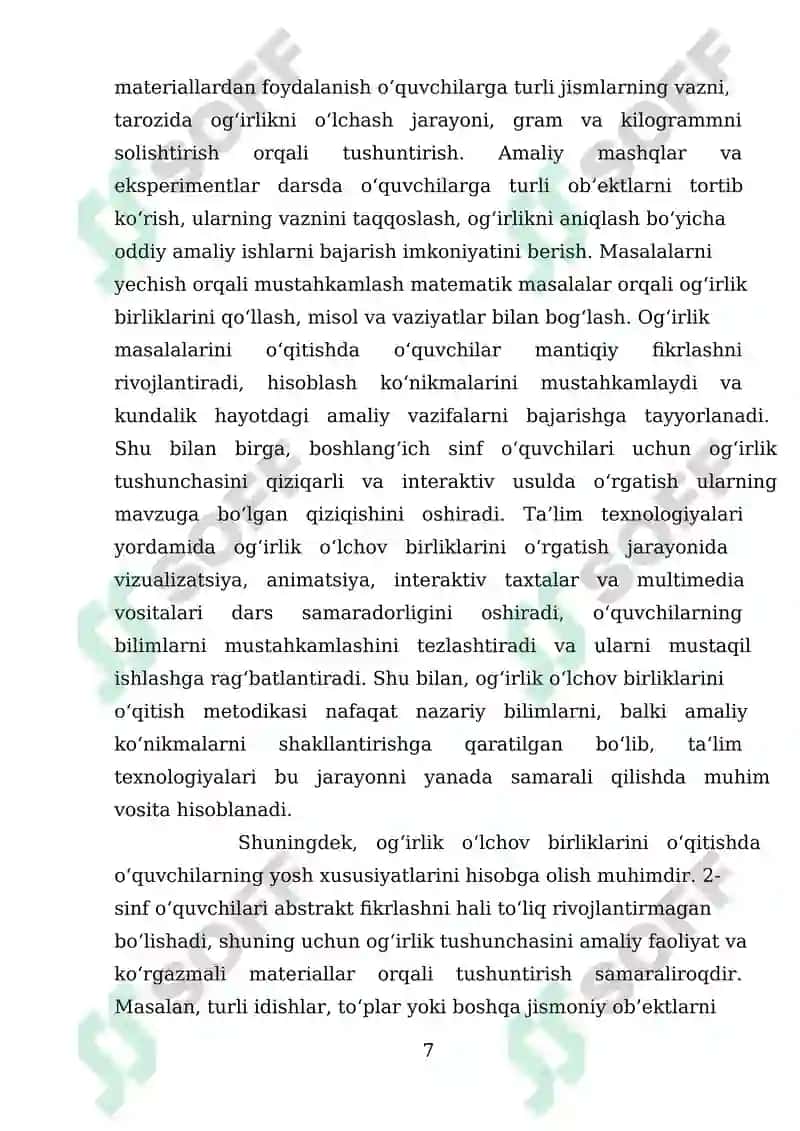 2- sinfda og‘irlik o‘lchov birliklariga doir masalalar bilan tanishtirishda ta’lim texnologiyalari 7