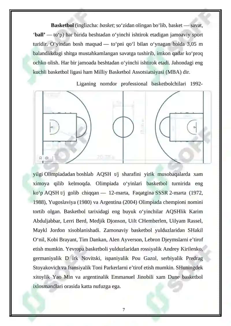 Basketbol o'yini maydonining tuzilishi asosiy jixozlari 7