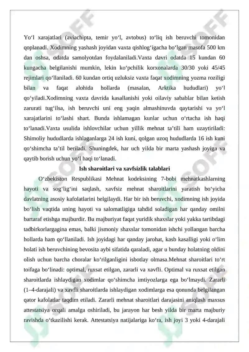 Vaxta usulida ishlashni mustaqil ravishda tartibga soluvchi alohida bob 7