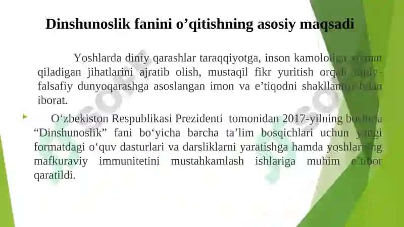 Dinshunoslik Fanining Predmeti, Maqsadi va Vazifalari 7