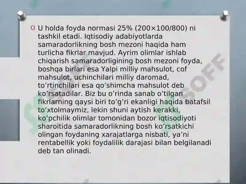Ishlab chiqarishni iqtisodiy va ijtimoiy samaradorligi 7
