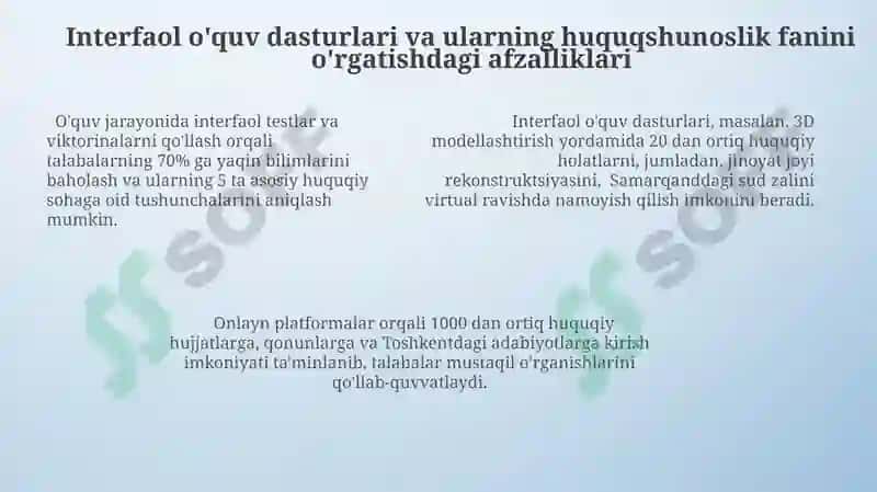 Huquq fanlarini o'qitishda kompyuter texnalogiyalaridan foydalanish 7