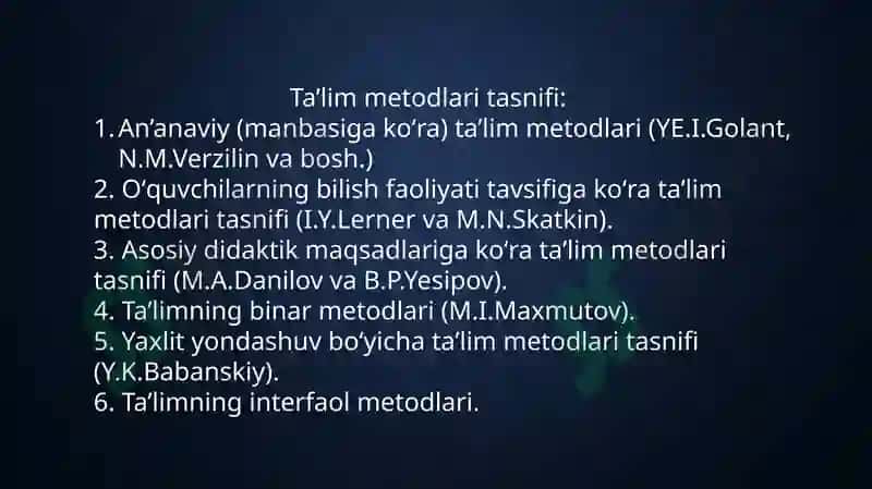 Talim metodlari va vazifalari 7