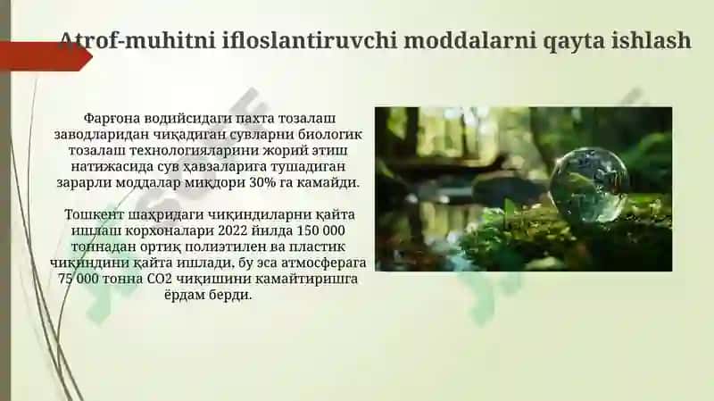 Tabiiy boyliklardan oqilona foydalanishning geoekologik afzalliklari 7