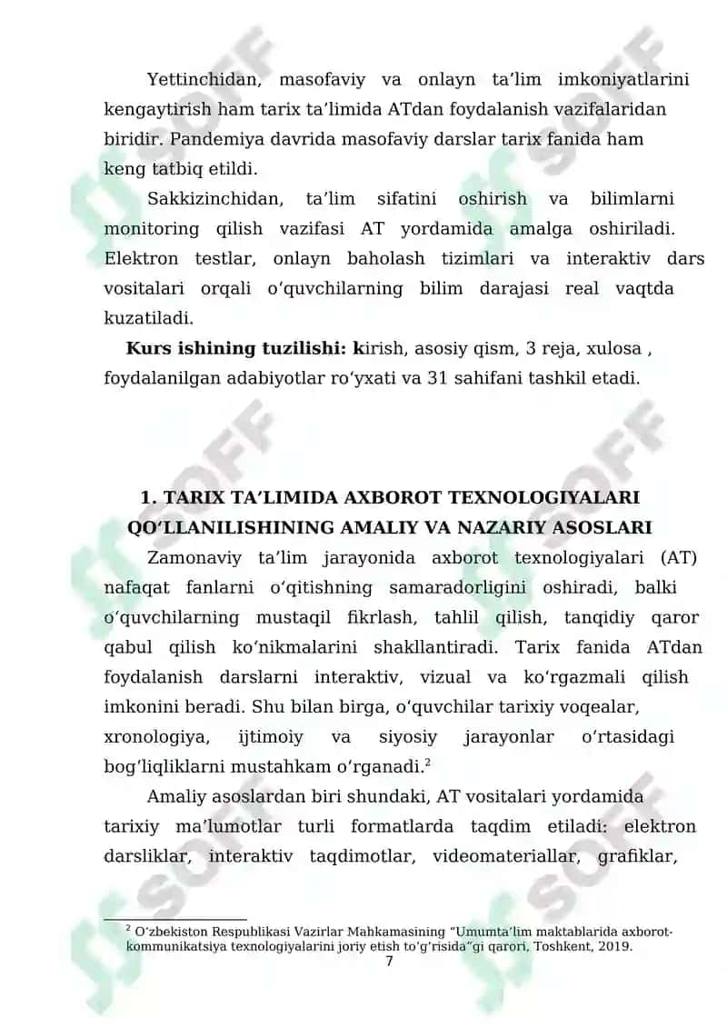 Tarix ta’limida axborot texnologiyalaridan foydalanish. 7