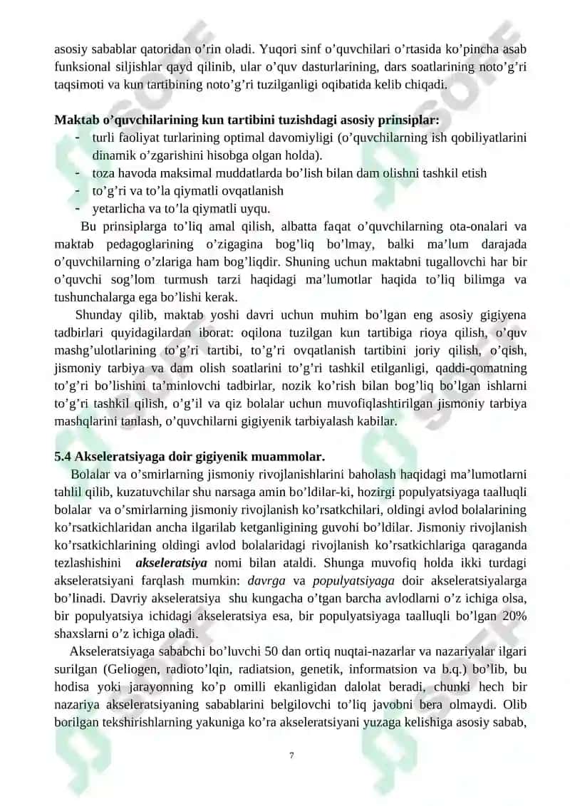 Bolalar va o’smirlar gigiyenasining umumiy asoslari 7
