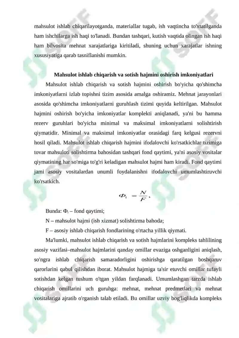 Mahsulot ishlab chiqarish xajmi taxlili va uning takomillashtirish 7