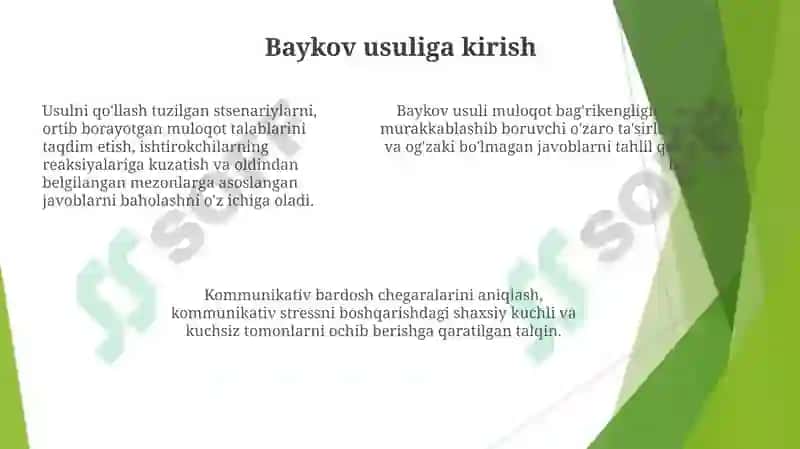 Baykovning kommunikativ tolerantlikni tashxislash usuli 7